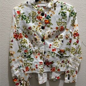 Alice in Wonderland collection Floral Women's Blazer - White and Multicolor